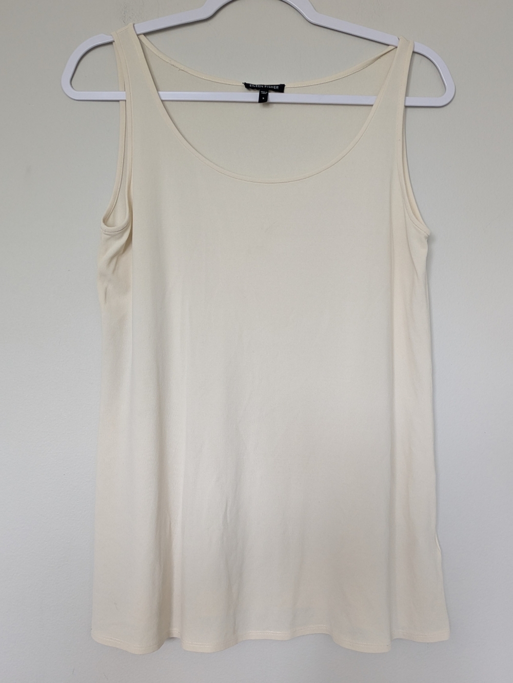 Eileen Fisher Cream 100% Silk Scoop Neck Tank Sz S